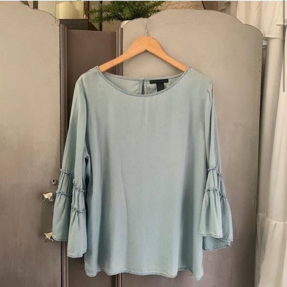 Grace Elements Blue Ruffled Bell Sleeve Blouse - Picture 7 of 7